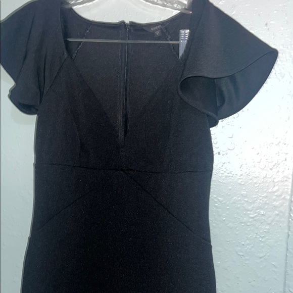 Guess Black Sheath Mini Dress with Flutter Cap Sleeves - Picture 3 of 8
